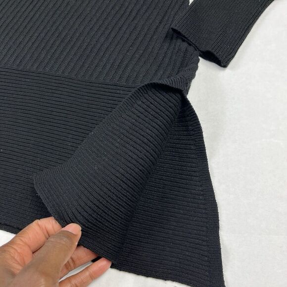 Chicos Tunic Sweater Black Asymmetric Warm Cozy Ribbed Knit Pullover 0 SMALL NEW - Picture 3 of 12